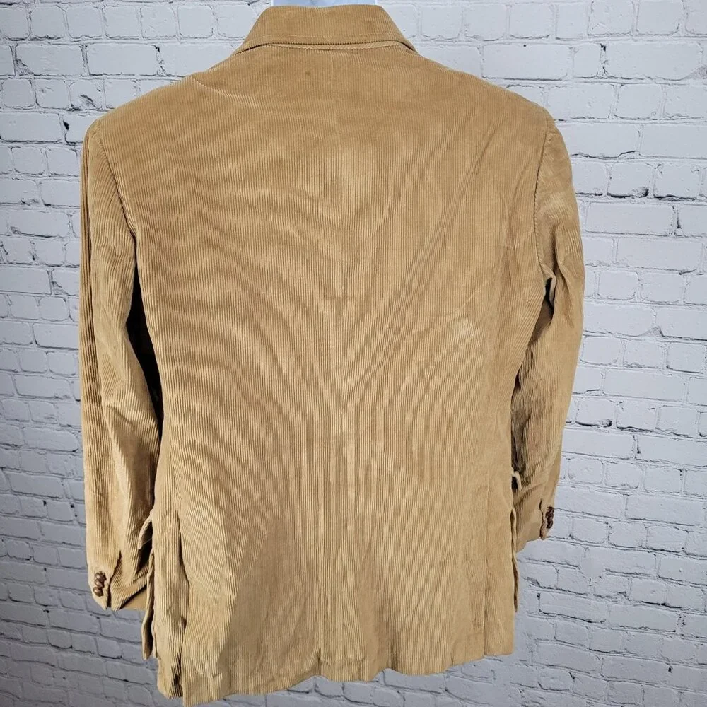 VTG Jordache Tan 100% Cotton Corduroy Double Vented Notch Blazer Jacket Size 42R